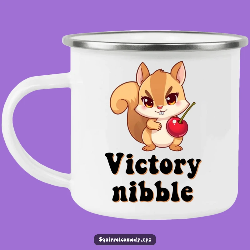 Funny Camping Mug: Squirrel's Cherry Heist - Outdoor Laughs Guaranteed
