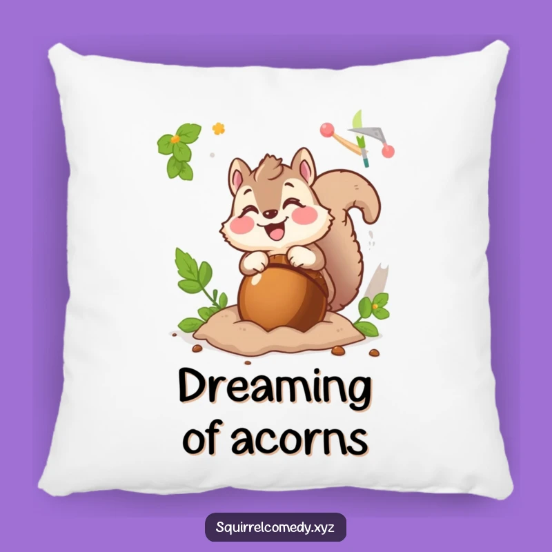 Cozy Funny Squirrel Acorn Pillow: Snuggle Up with a Grinning Friend