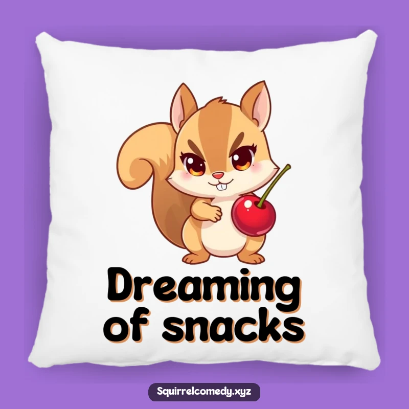 Funny Pillow: Squirrel's Cherry Caper - Comfy & Hilarious Home Decor