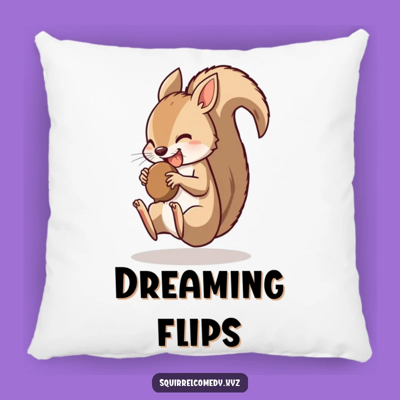 Funny Pillow: Squirrel's Nutty Flip - Comfy Decor for Active Souls