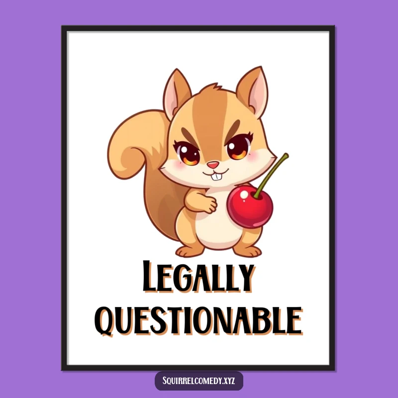 Funny Digital Art: Squirrel's Cherry Heist - Instant Humor for Your Walls