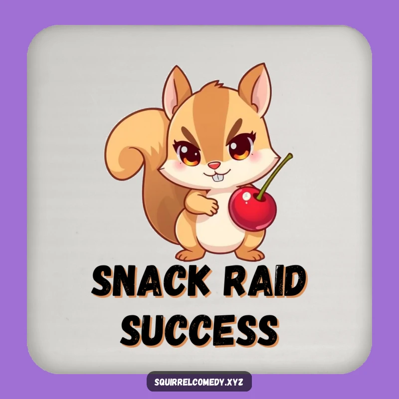 Funny Coaster: Squirrel's Cherry Theft - Protect Surfaces with Humor