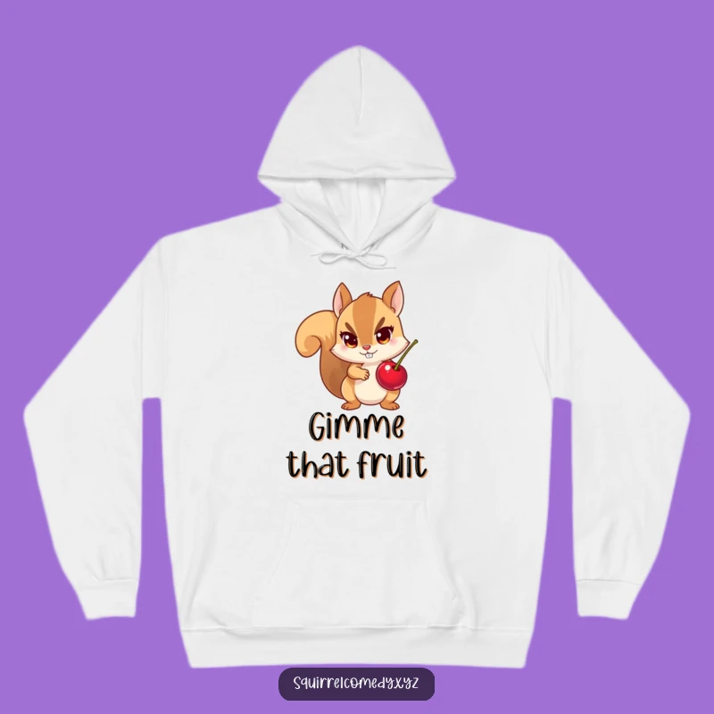 Funny Hoodie: Mischievous Squirrel Steals a Cherry - Cozy Funny Gift