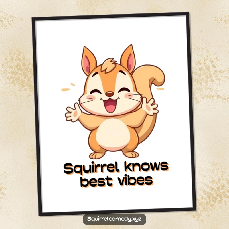 Funny Free Printable Wall Art: A chattering squirrel in mid-gesture, exuding boundless energy and humorous expression.